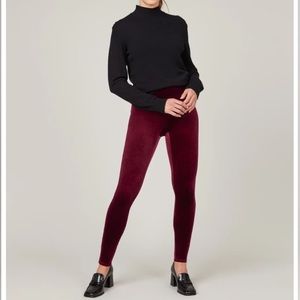 Spanx Velvet Holiday Leggings Burgundy Large
